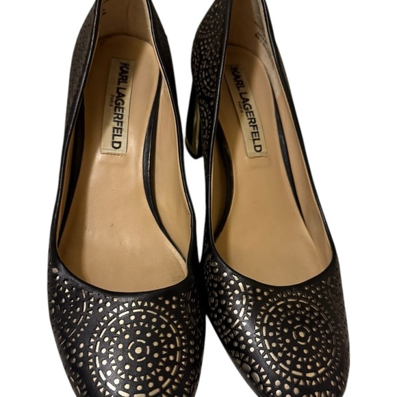 Elegant Black Laser-Cut Women's Heels - Picture 3 of 13